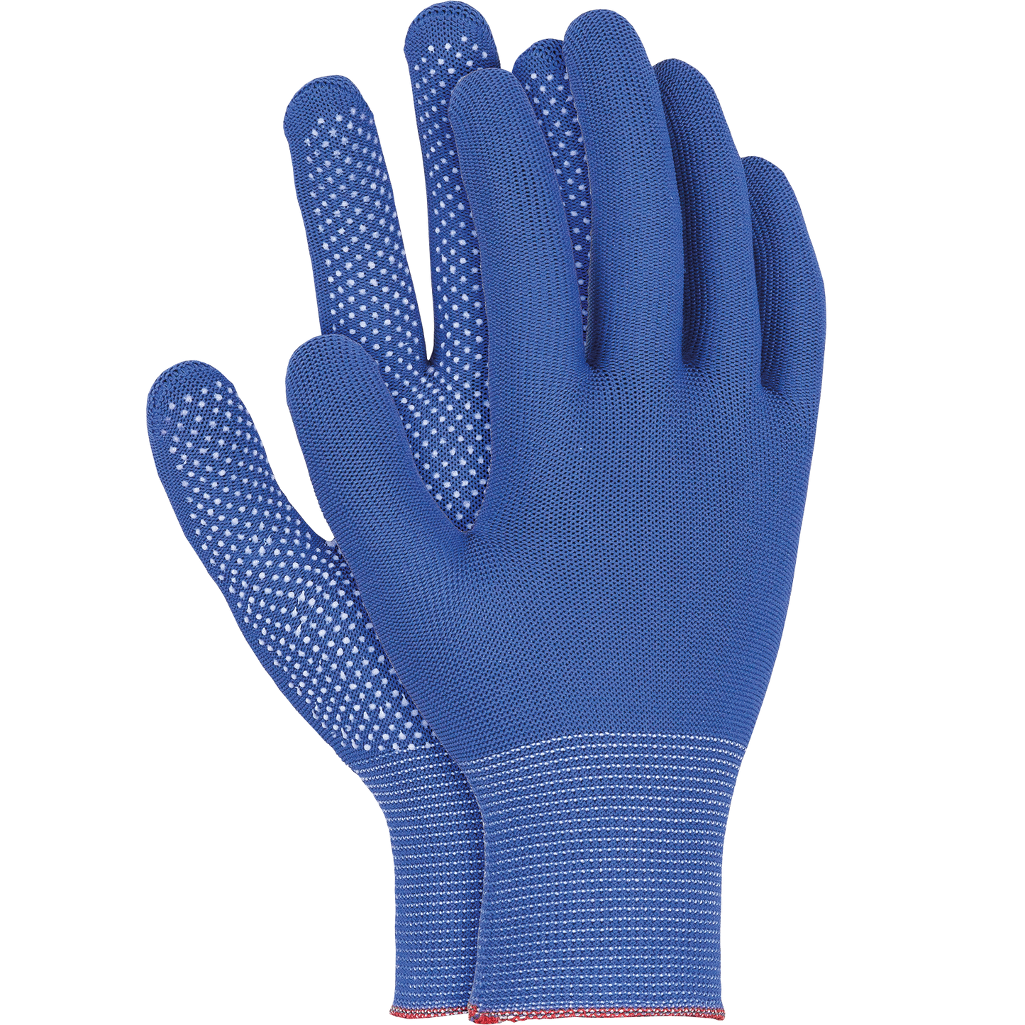 Medžiaginės pirštinės su PVC taškeliai DOT BLUE, mėlynos spalvos (12 porų)