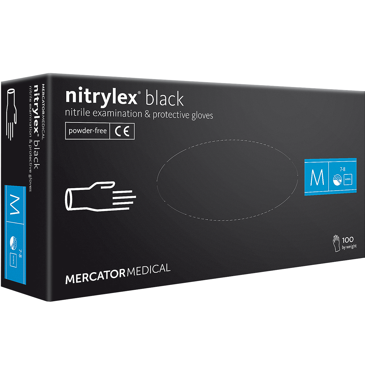 Nitrilinės pirštinės MERCATOR MEDICAL NITRYLEX BLACK (100 vienetų)