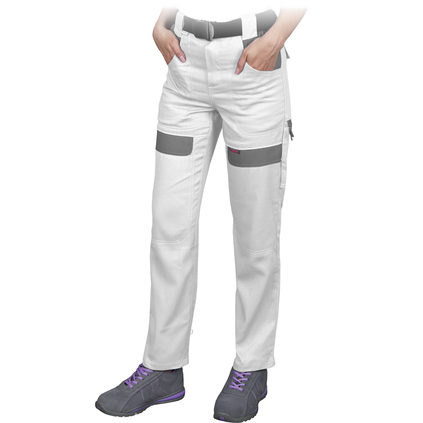 Women's solid cotton trousers CORTON, white