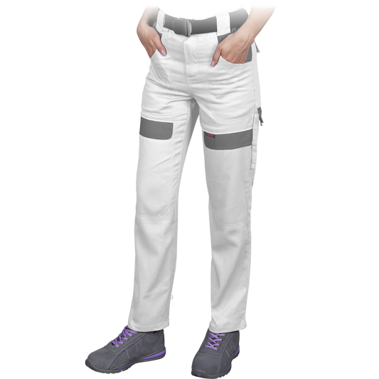 Women's solid cotton trousers CORTON, white