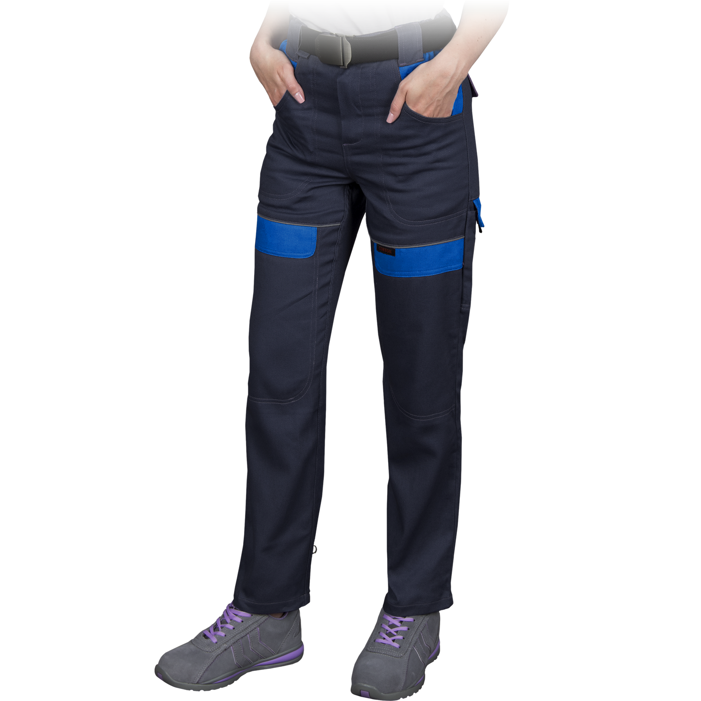 Women's solid cotton trousers CORTON, dark blue