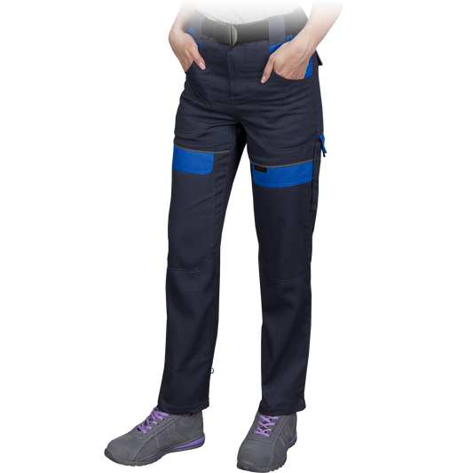 Women's solid cotton trousers CORTON, dark blue