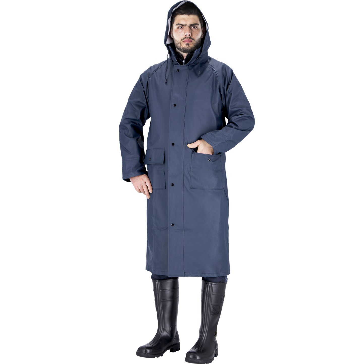 Aukštos kokybės lietpaltis PU/PVC NAVY