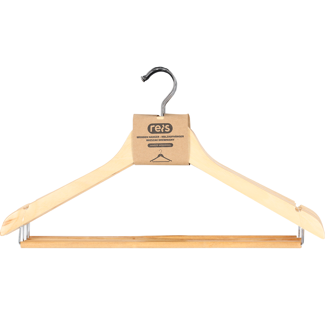 Medinė drabužių pakaba HOME WOOD 005 (5 vnt.), su skersiniu