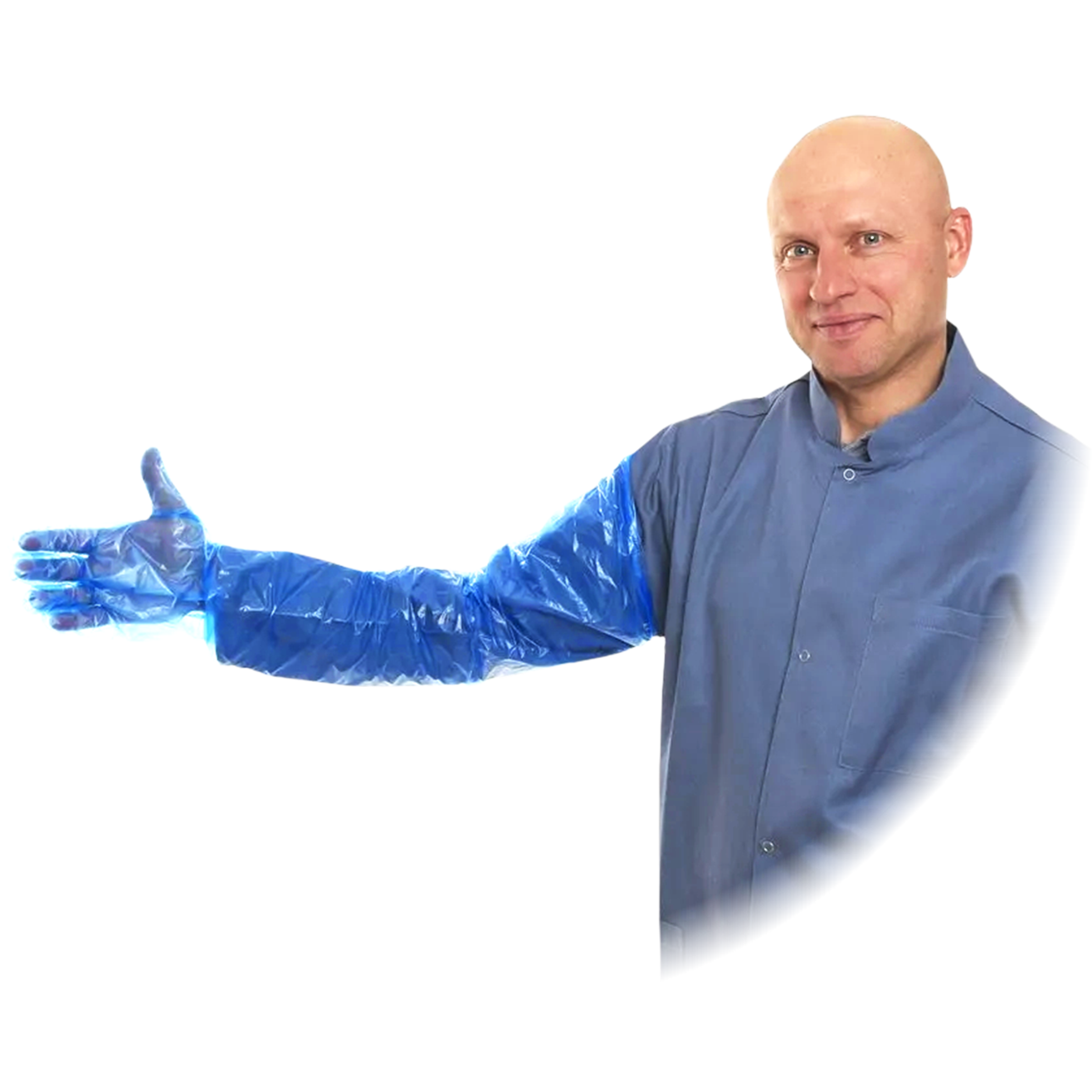 Veterinarinės vienkartinės pirštinės RVET (100 vnt.), mėlynos spalvos