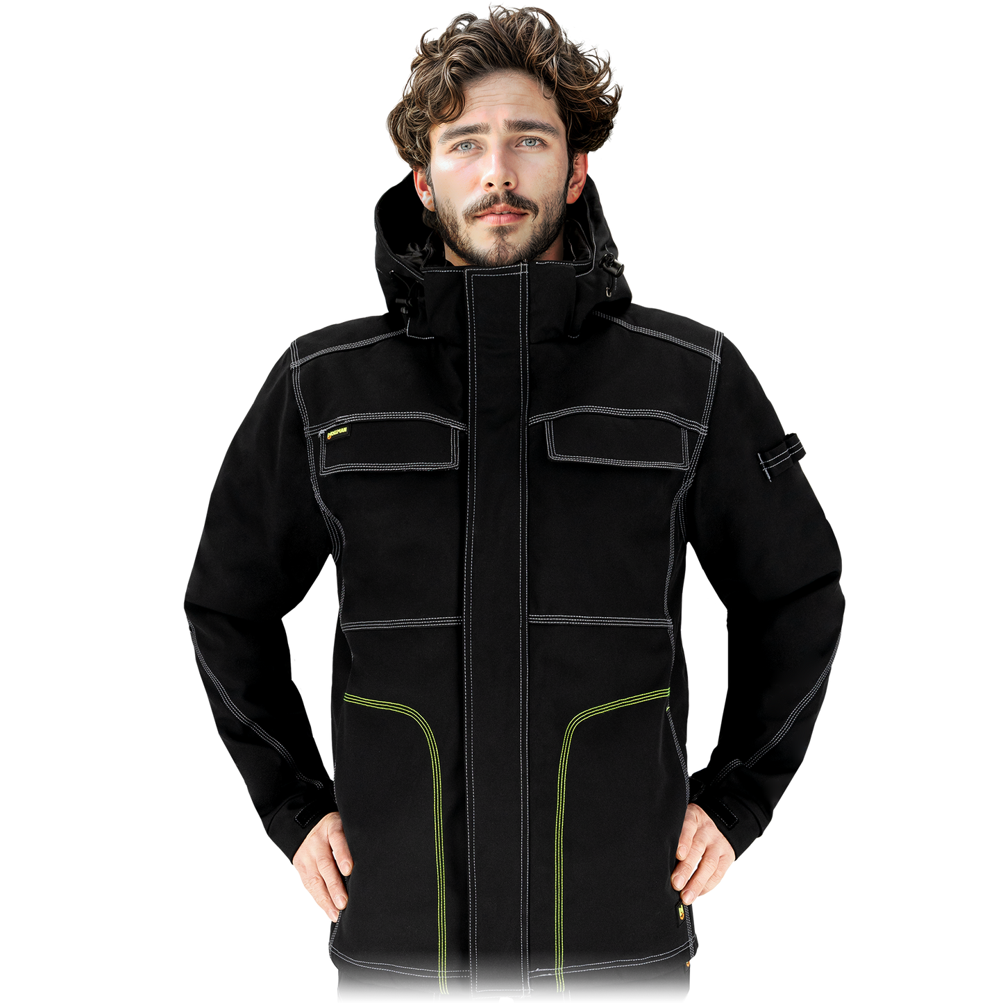 Vyriška 3-jų sluoksnių Softshell darbo striukė ORKAN BLACK