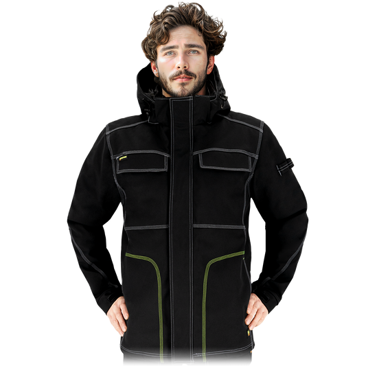 Vyriška 3-jų sluoksnių Softshell darbo striukė ORKAN BLACK