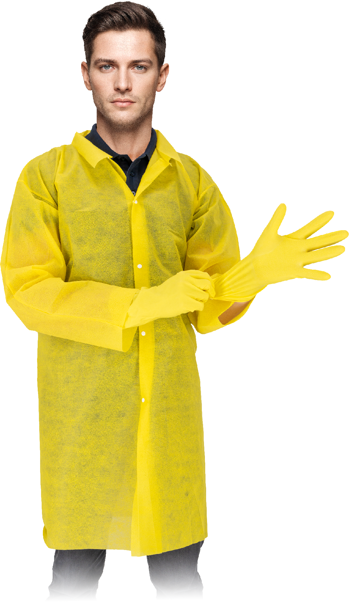 Vienkartinis apsiaustas iš 100% polipropileno LAB CLASSIC, ilgomis rankovėmis (10 vnt.)