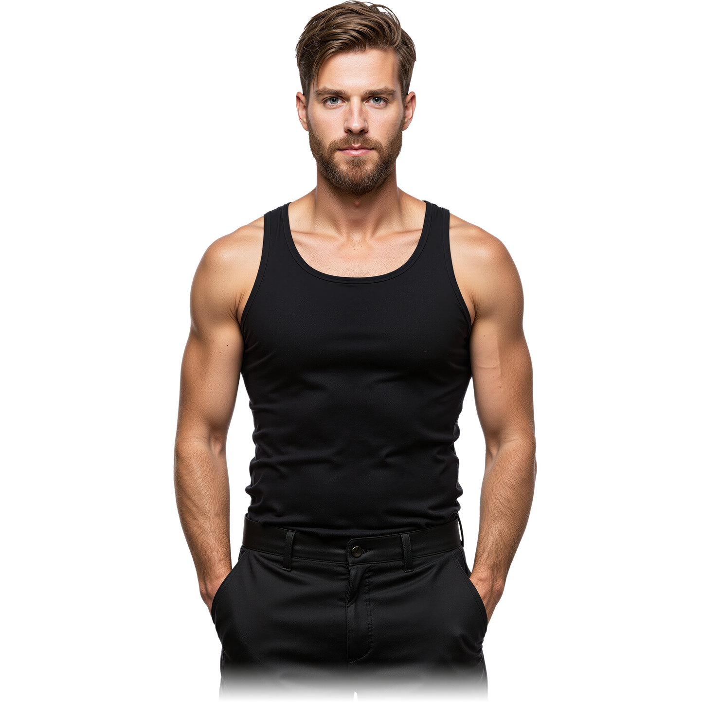 Vyriški marškinėliai TANKTOP, 100% medvilnės, juodi