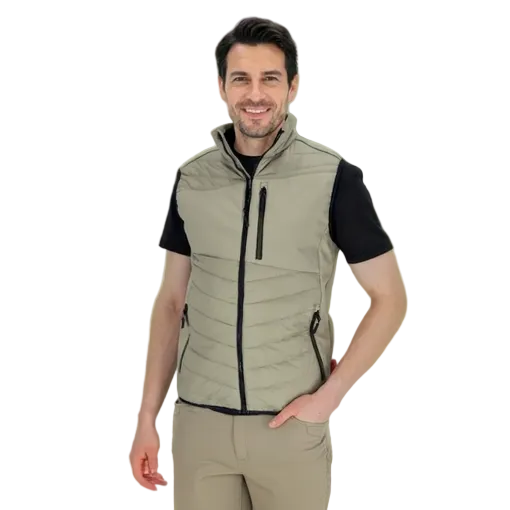 Vyriška dygsniuota apsauginė liemenė SHELLTER, šviesiai ruda spalva