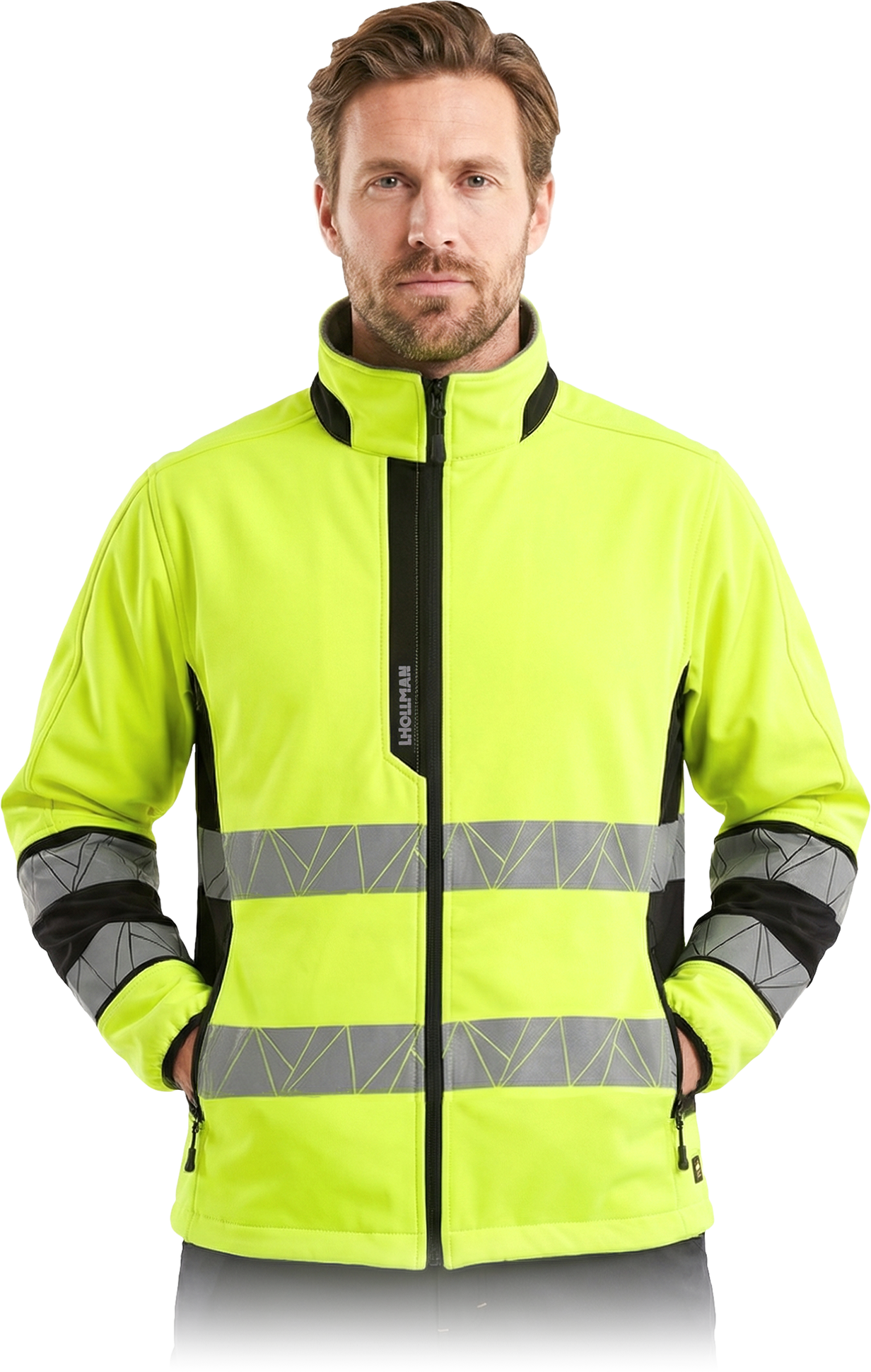 Modernus darbo švarkas KRAST HI-VIS SOFTSHELL, geltonos spalvos