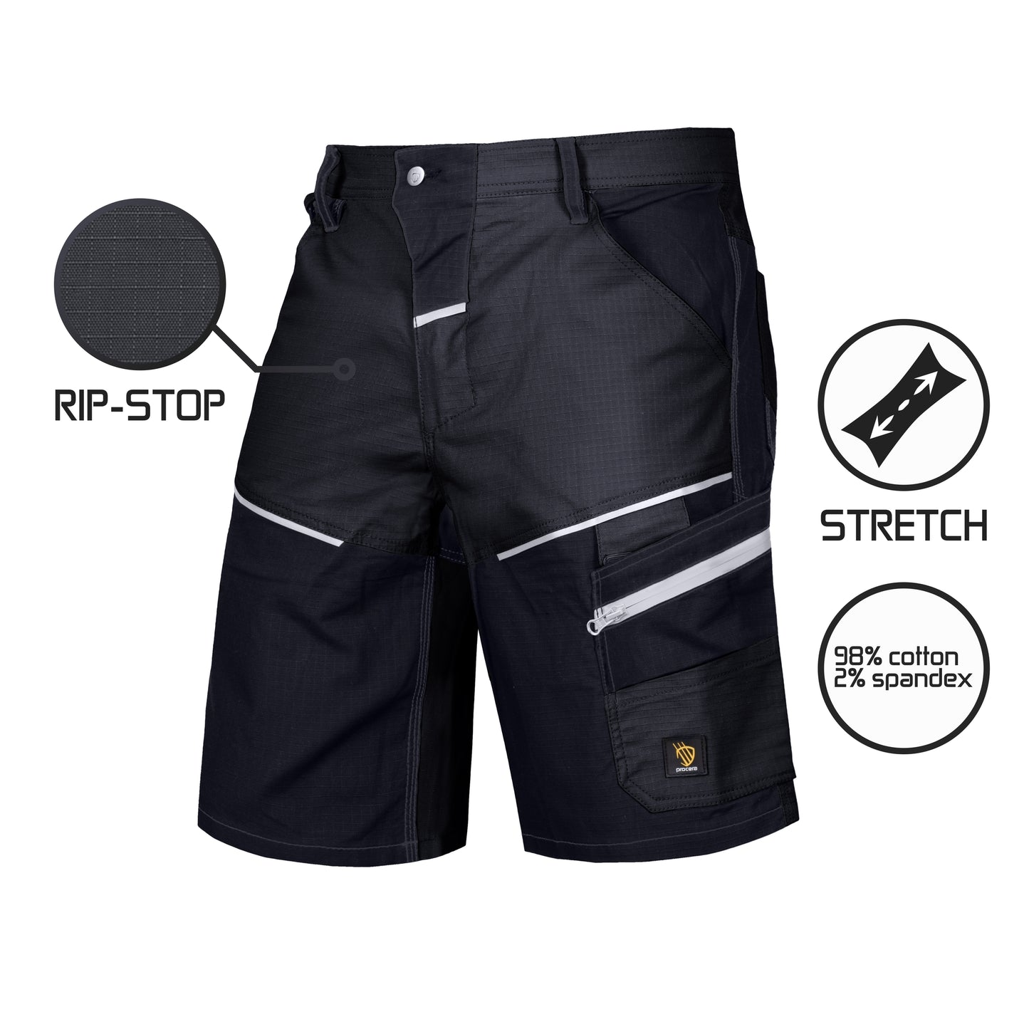 Darbo šortai LANDER SPANDEX, pagaminti iš patvaraus ir elastingo audinio (įvairių spalvų)