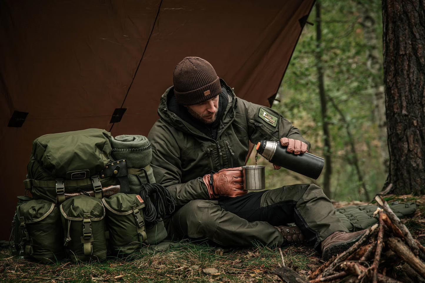 Žieminė striukė Helikon-Tex Yukon – DuraCanvas, su Climashield® Apex pašiltinimu, Ruda spalva