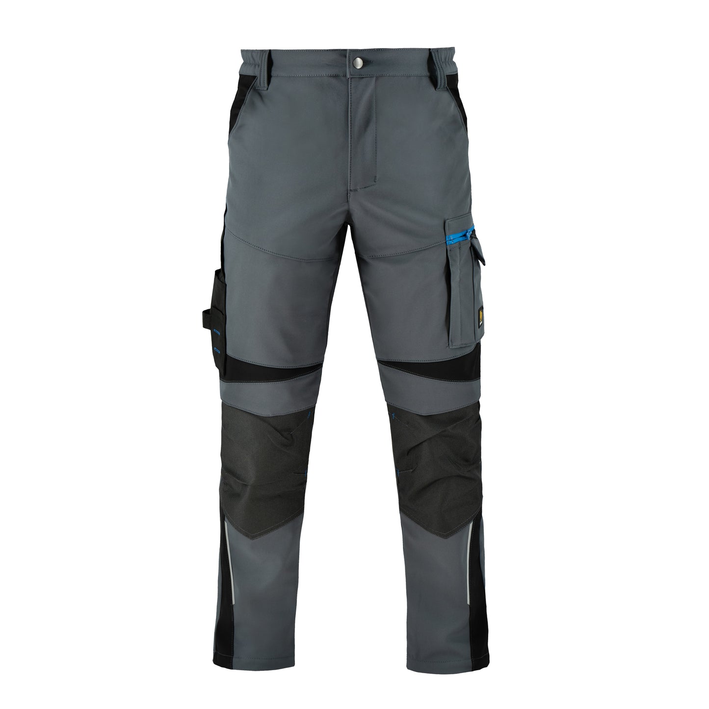 Elastingos softshell kelnės POWER FLEX, skirtos darbui vėsesniu oru, pilkos spalvos