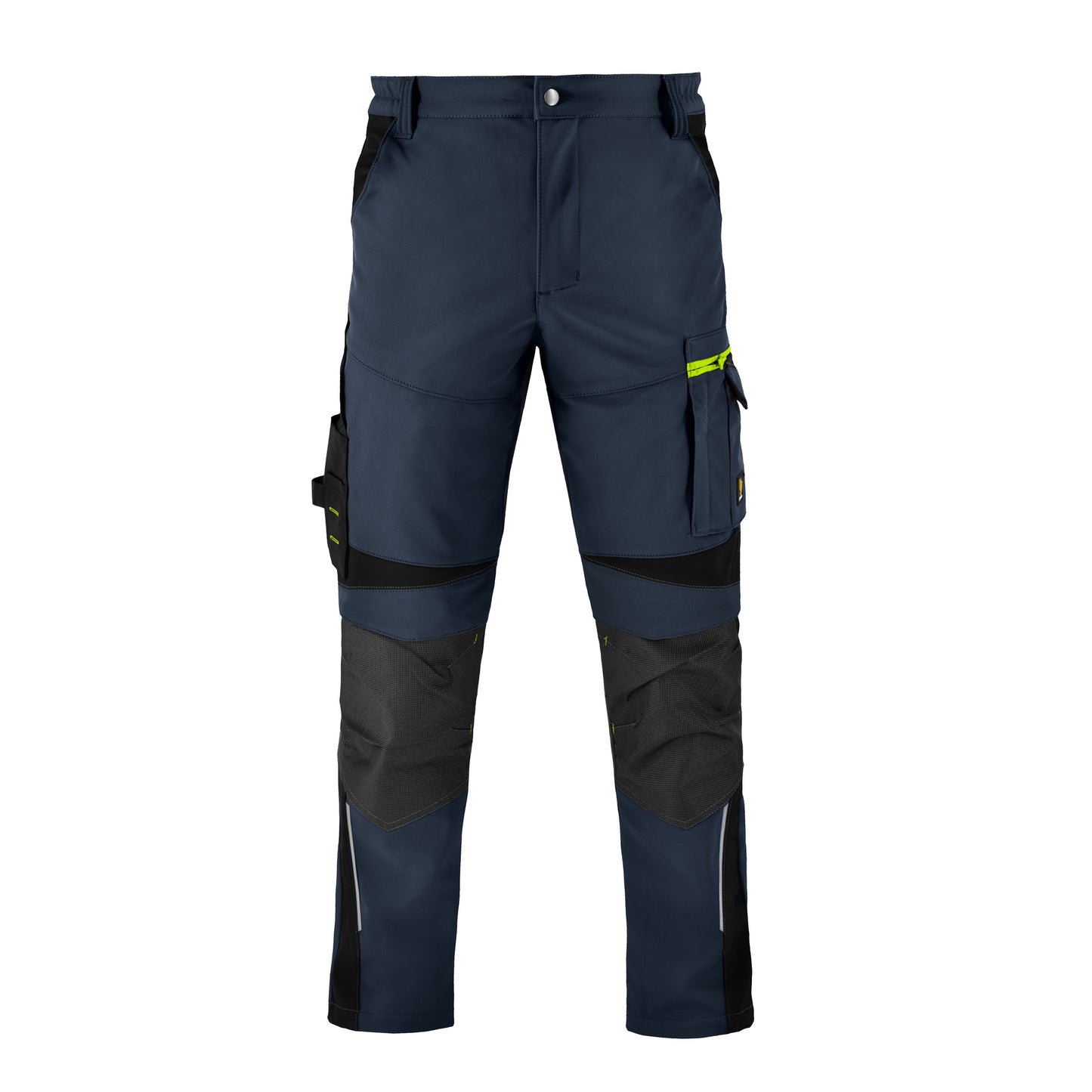 Elastingos softshell kelnės POWER FLEX, skirtos darbui vėsesniu oru, mėlynos spalvos
