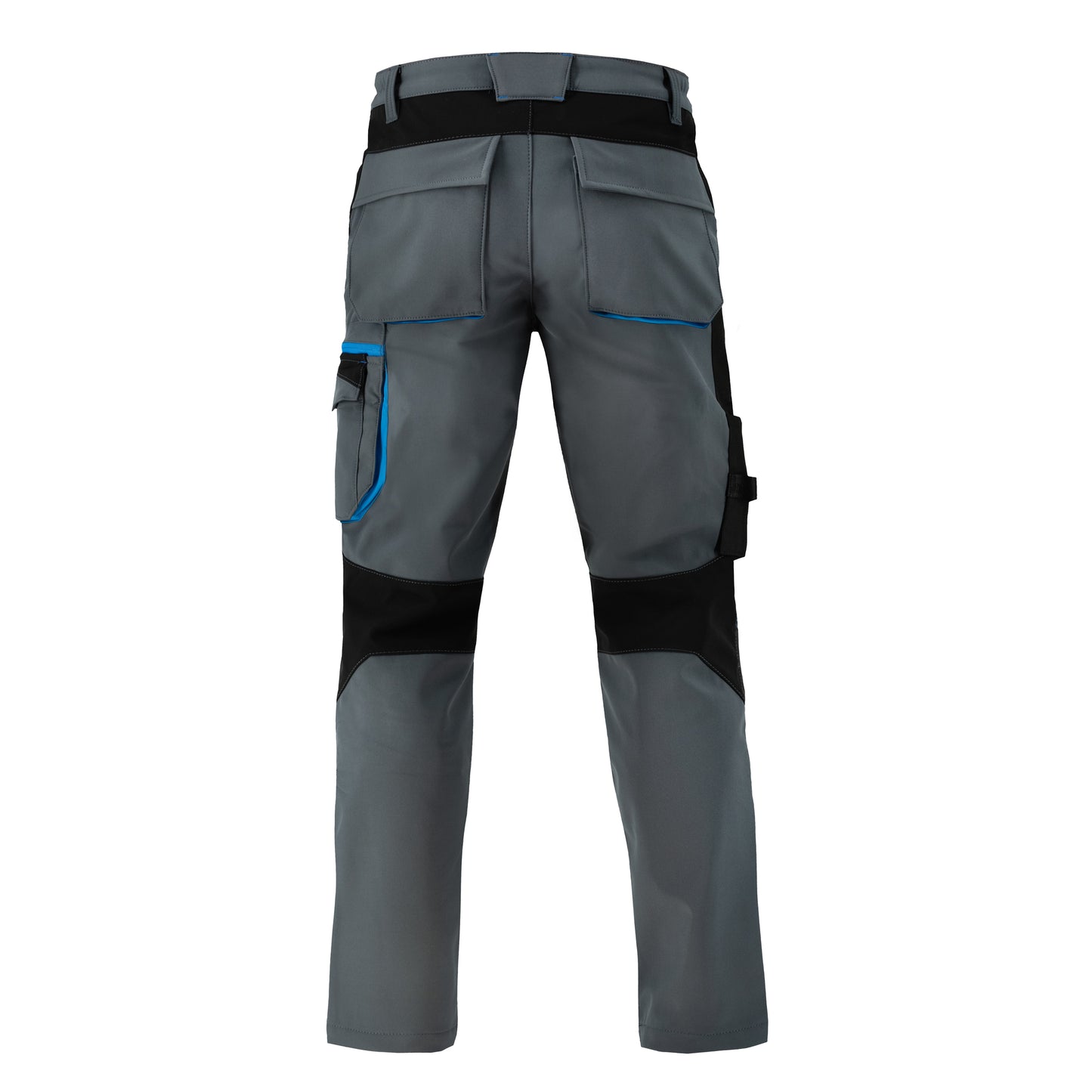 Elastingos softshell kelnės POWER FLEX, skirtos darbui vėsesniu oru, pilkos spalvos