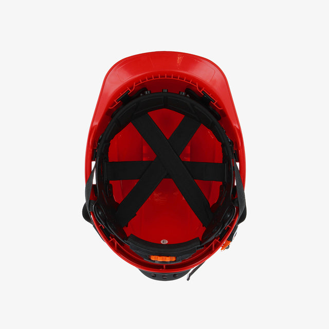 Apsauginis Šalmas AJUSCO CHINSTRAP, su 6-ių taškų dirželiu, raudonos spalvos