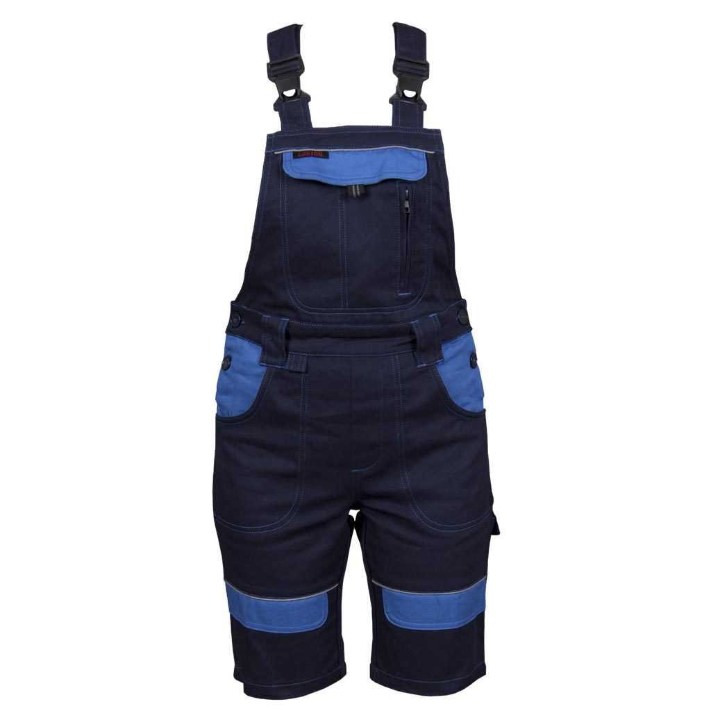 Women's cotton shorts with suspenders CORTON, blue