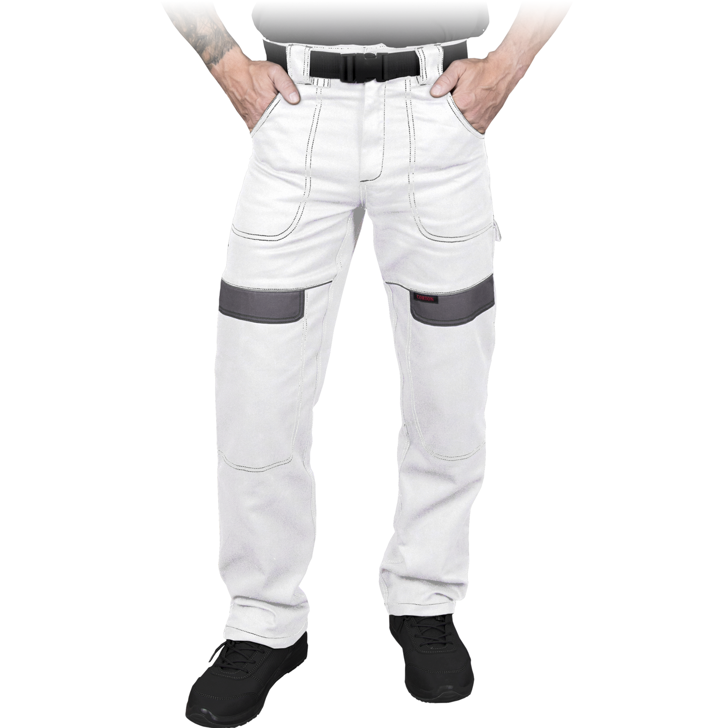 Medvilninės darbo kelnės CORTON, baltos spalvos