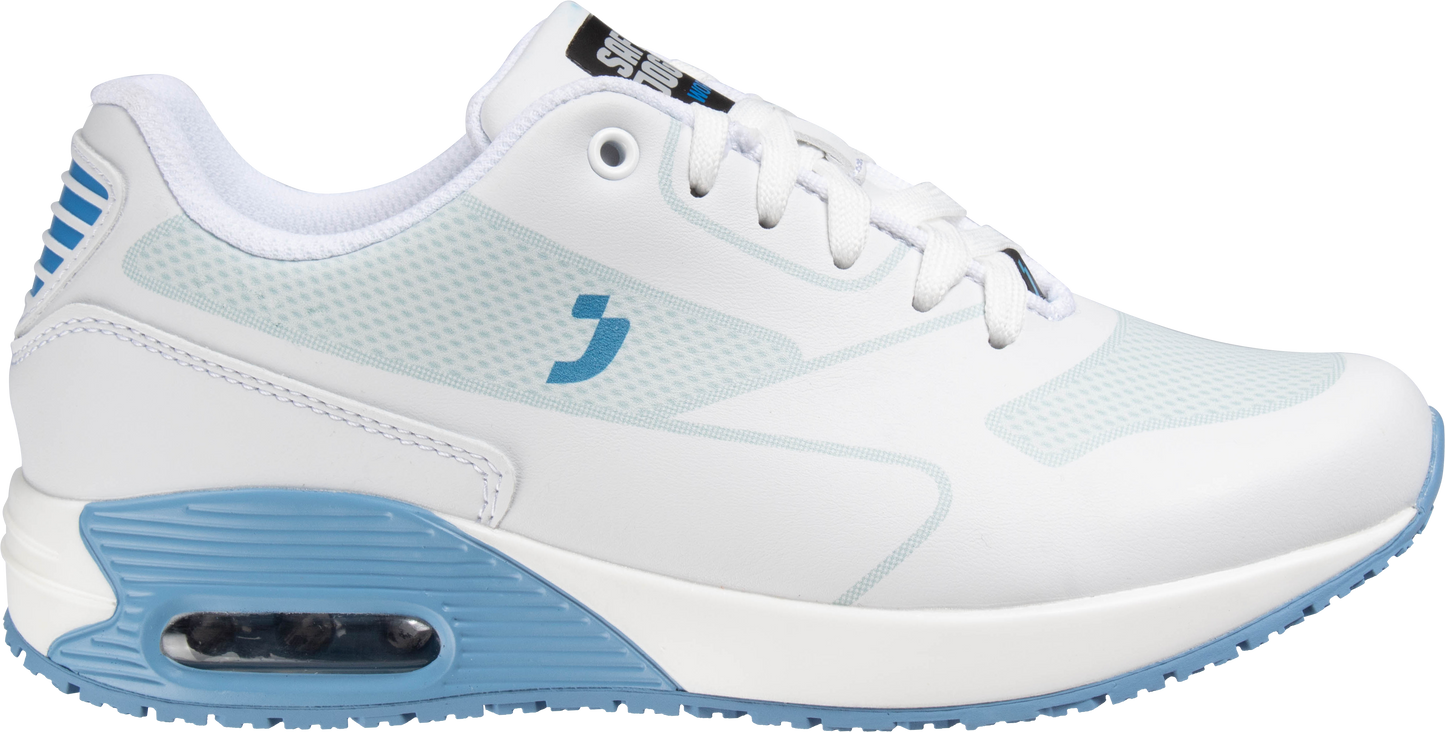 Apsauginė Nosis: Nėra Pamušalas: Tinklelis (Mesh) Pado Įdėklas: SJ putplasčio įdėklas Viršus: Sintetinė oda Padas: PU/gumos (NBR) Kategorija: O1 / ESD, SRC Dydžių Diapazonas: EU 35-42 Batų Svoris: 0.328 kg (pavyzdžio dydis 38) Normos: ASTM F2892:2018, EN ISO 20347:2012