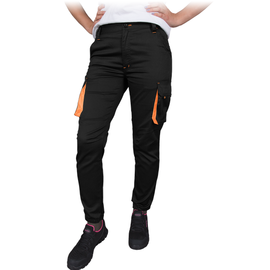 Moteriškos apsauginės kelnės su elastingu juosmeniu LANDBAX JOG BLACK