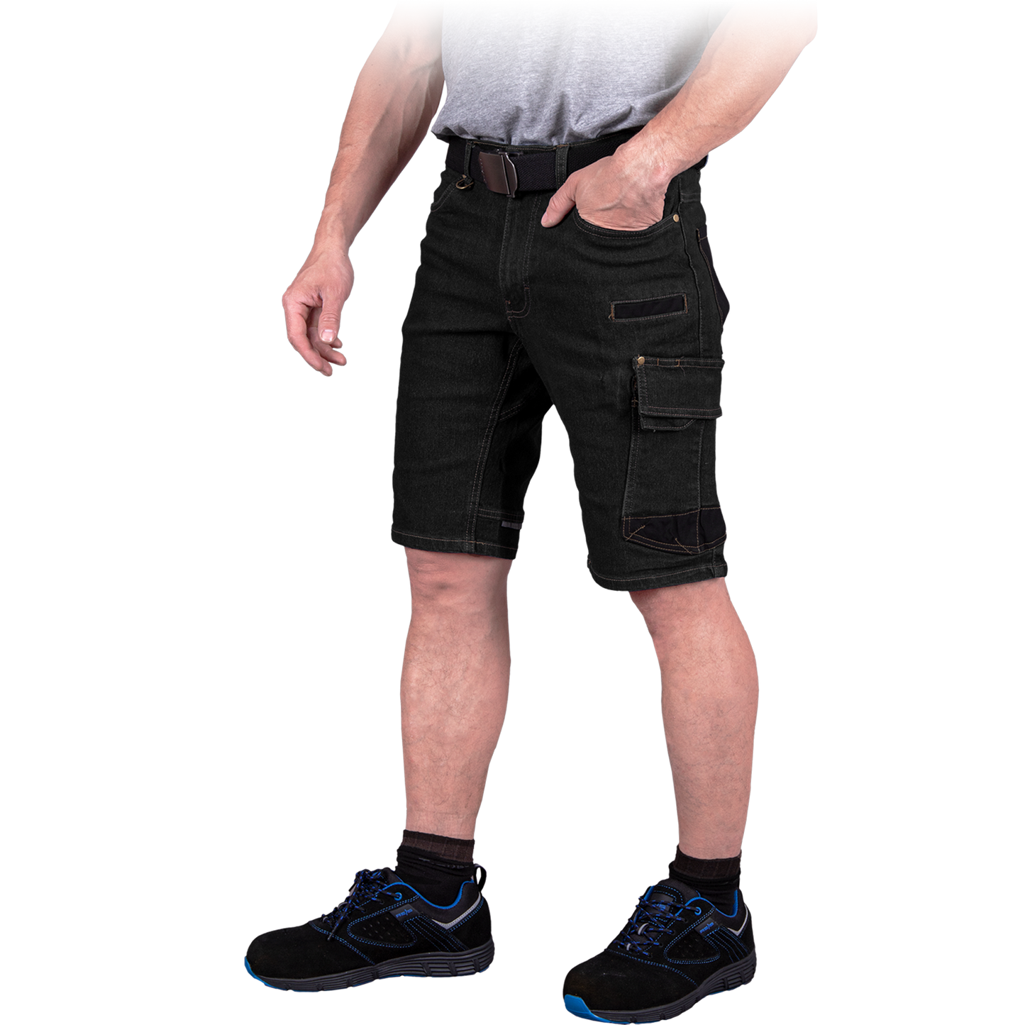 Elastingi džinsiniai darbo šortai JEAN BLACK