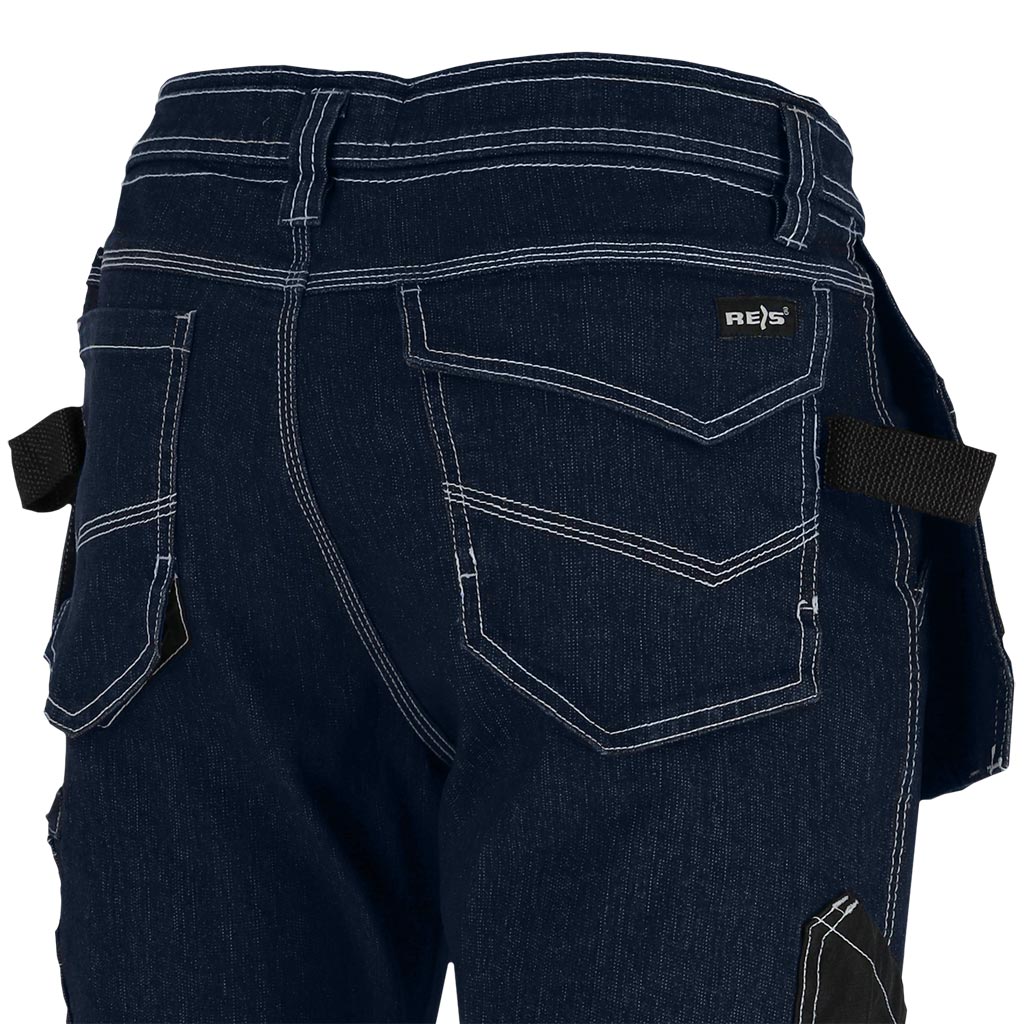 Itin tvirtos ir patogios džinsinės medžiagos darbo kelnės JEANS 415, su kabančiomis kišenėmis, mėlynos spalvos