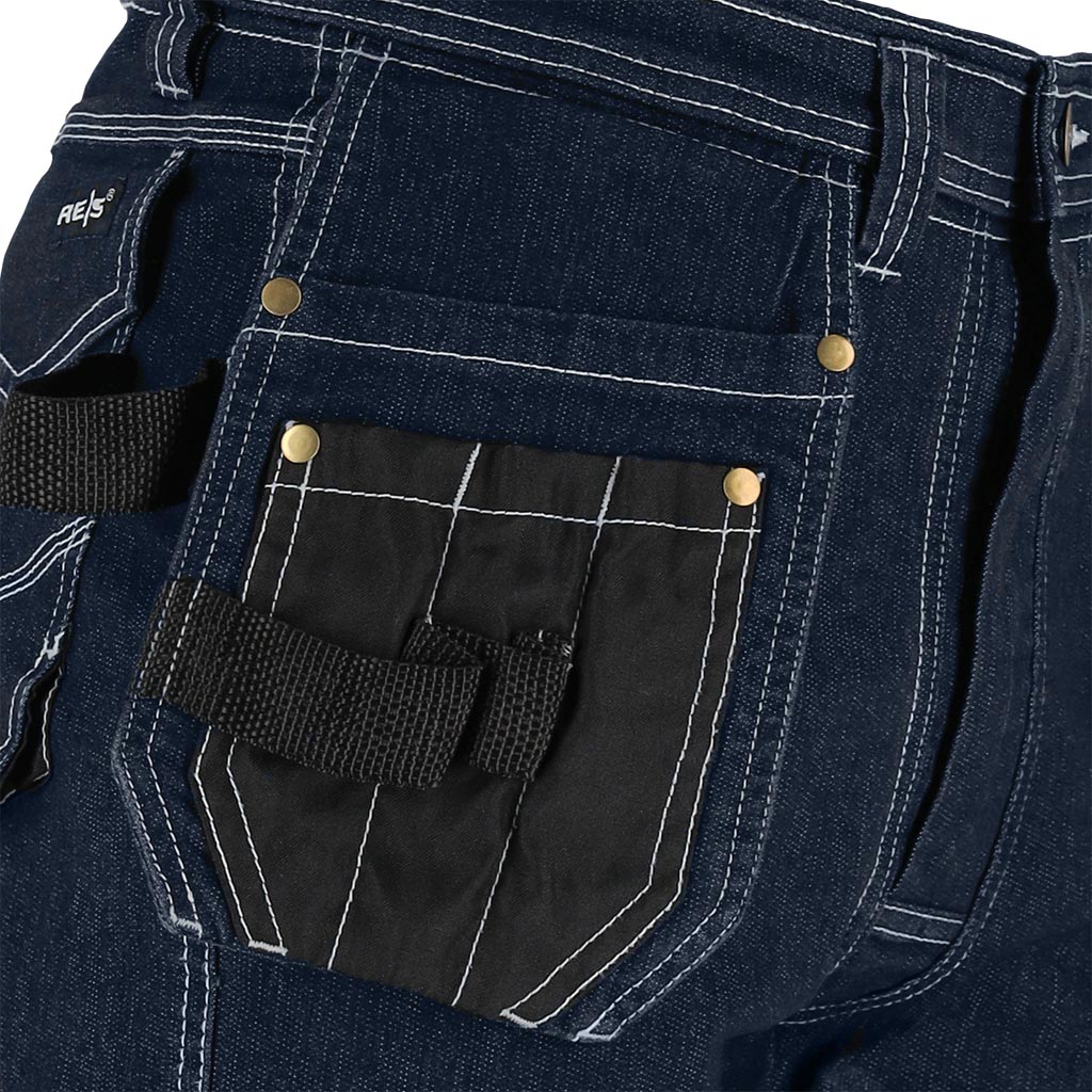 Itin tvirtos ir patogios džinsinės medžiagos darbo kelnės JEANS 415, su kabančiomis kišenėmis, mėlynos spalvos