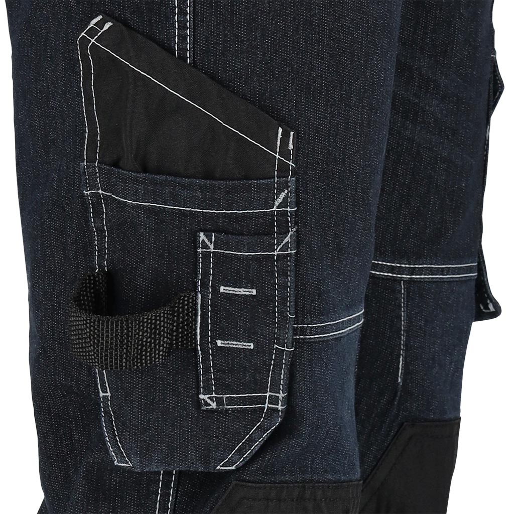 Itin tvirtos ir patogios džinsinės medžiagos darbo kelnės JEANS 415, su kabančiomis kišenėmis, mėlynos spalvos