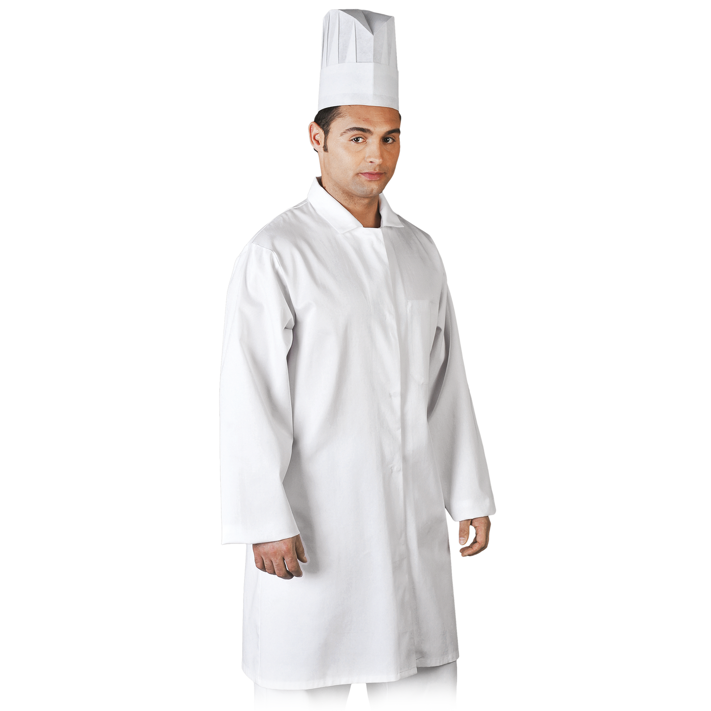 Vyriškas apsiaustas FOOD CME, atitinka HACCP standartą, pritaikytas darbui maisto pramonėje