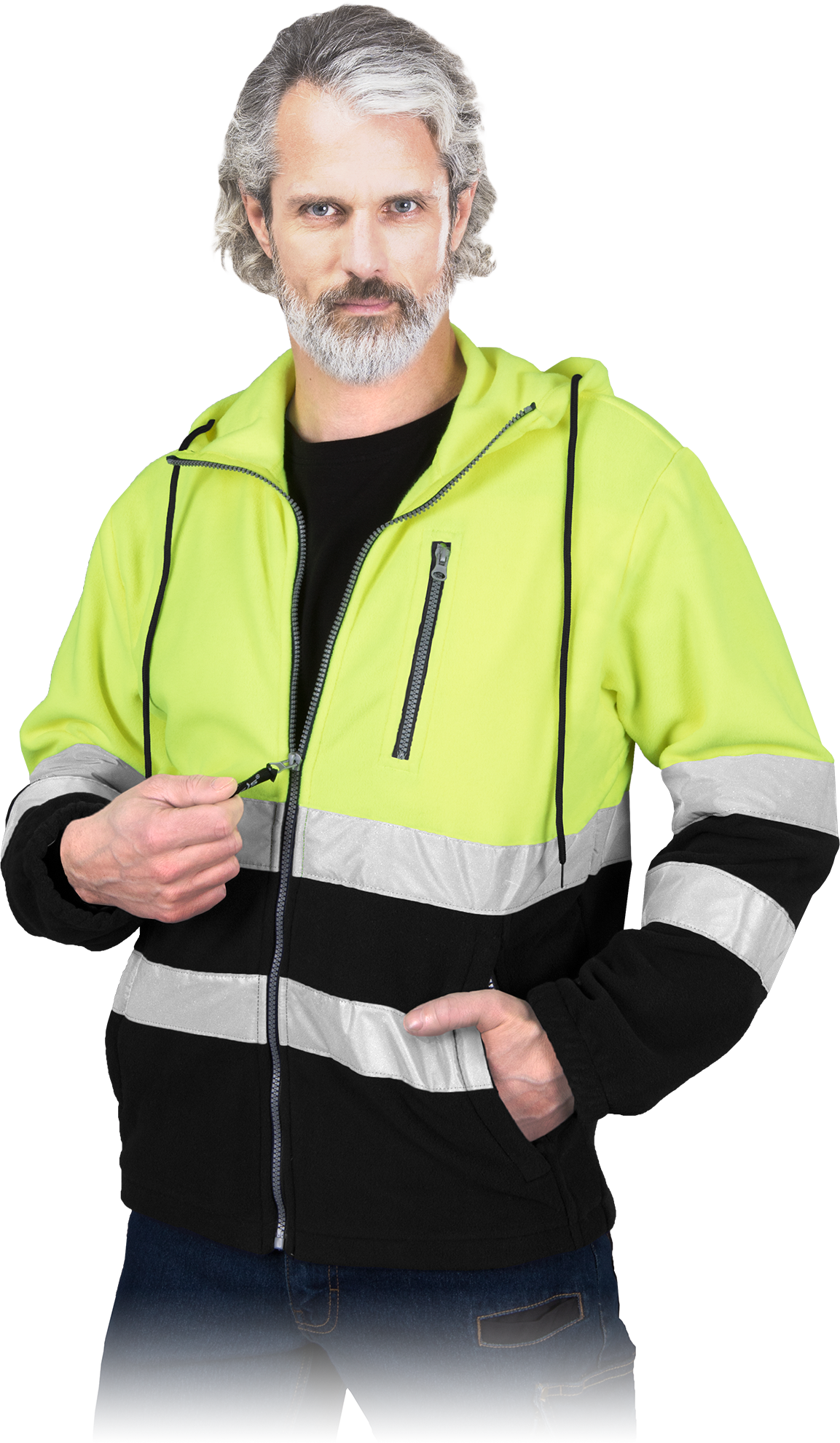 Signalinis džemperis su kapišonu POLAR YELLOW