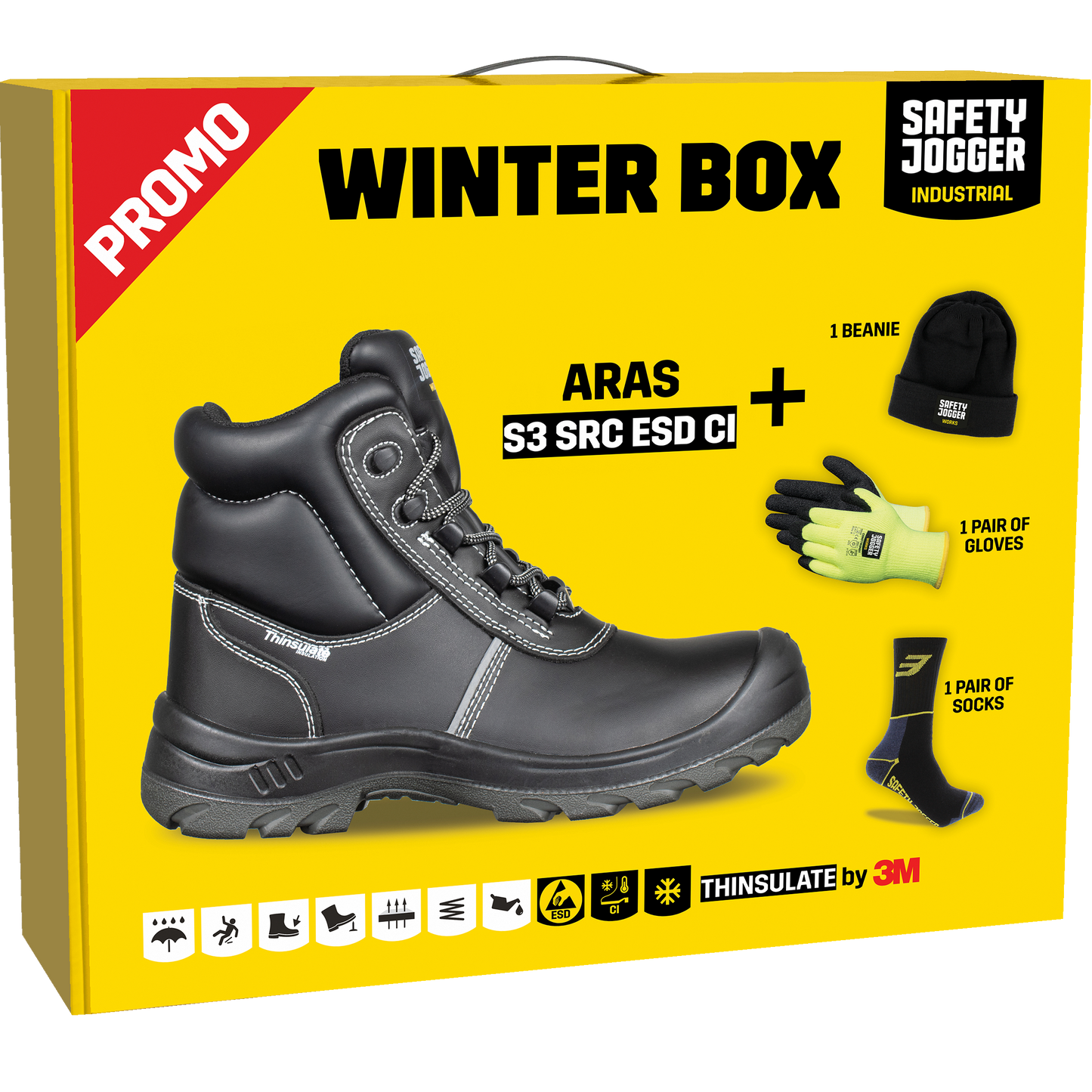 Žiemos komplektas Safety Jogger ARAS S3 batai + pirštinės + kepurė + kojinės