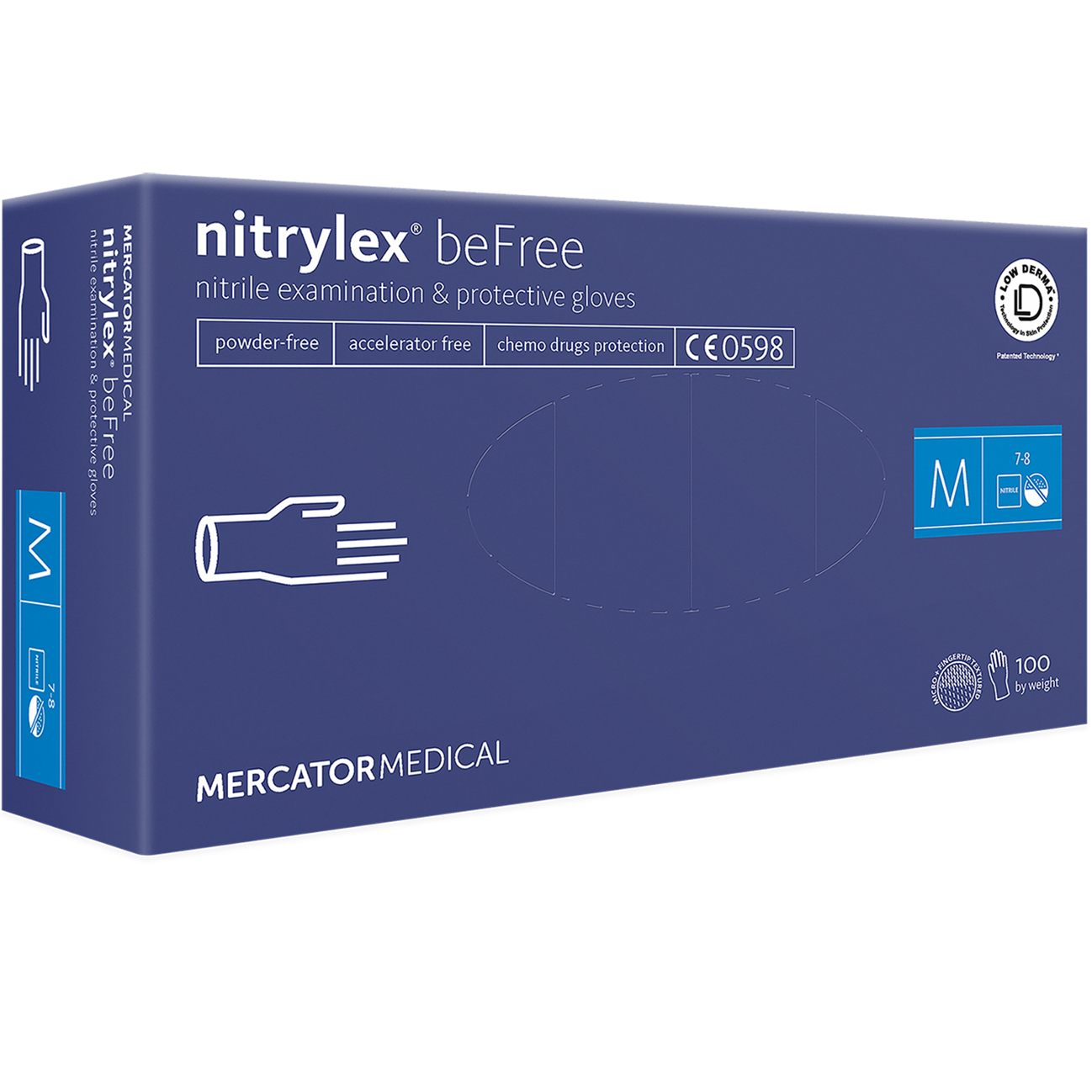 Nitrilinės pirštinės MERCATOR NITBEFREE (100 vienetų), be pudros