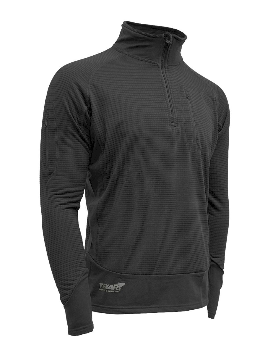 Taktiniai termo marškinėliai Texar Thermal Black, su flisinius audiniu, juodos spalvos