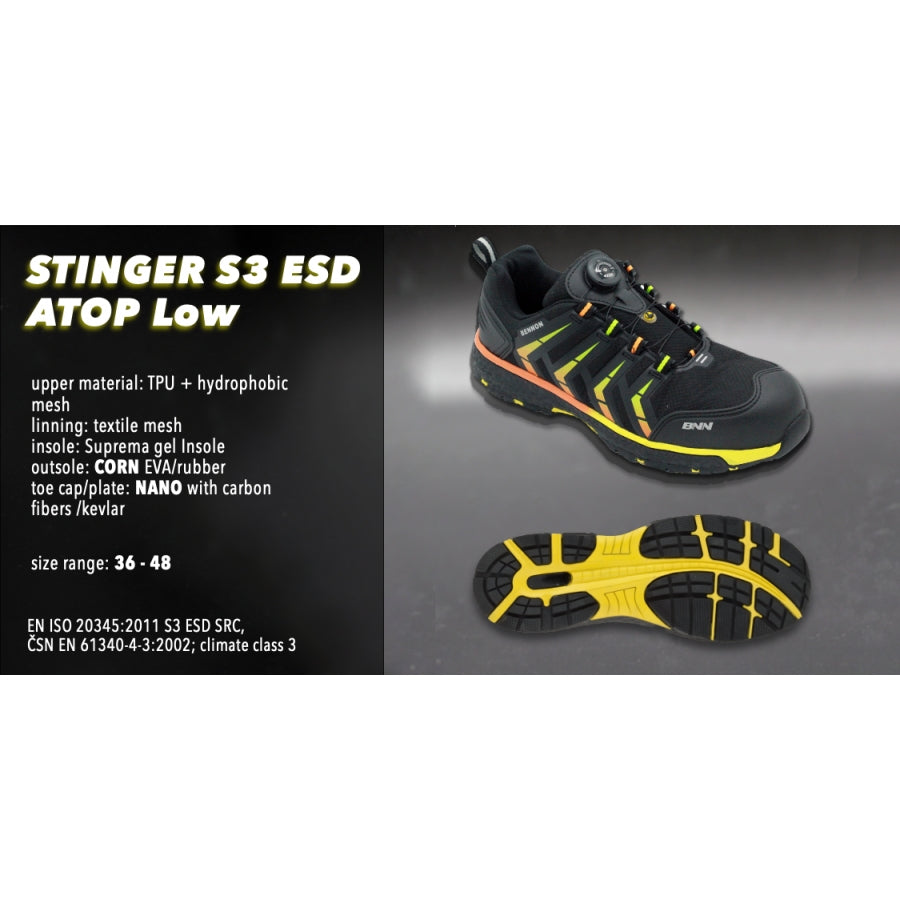 Itin lengvi darbo batai STINGER S3 ESD KEVLAR