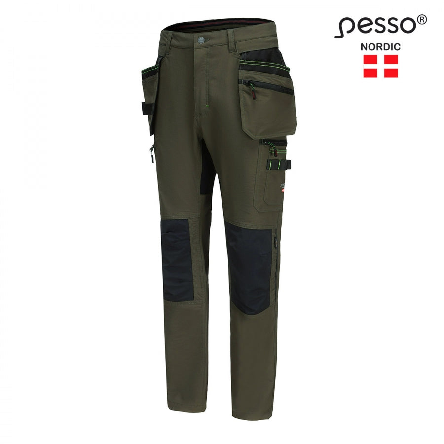 Darbo kelnės PESSO JUPITER Fit Slim 175, žalios