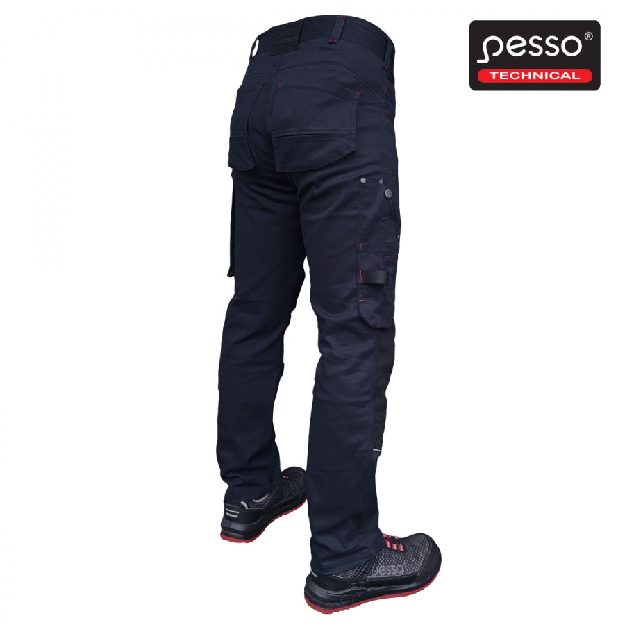 Darbo kelnės Pesso iš tvirto medvilninio STRETCH 215 audinio su elastanu, mėlynos