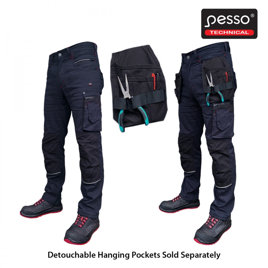 Darbo kelnės Pesso iš tvirto medvilninio STRETCH 215 audinio su elastanu, mėlynos