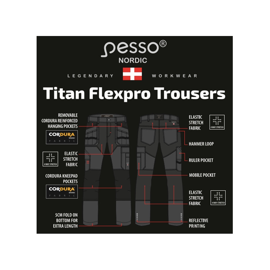 Darbo kelnės PESSO TITAN Flexpro 125, juodos