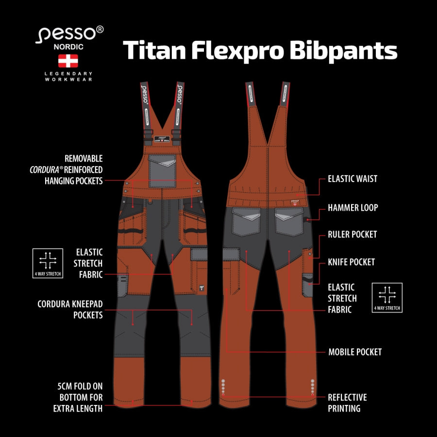 Darbo puskombinezonis Pesso Titan Flexpro DP125R, rudas