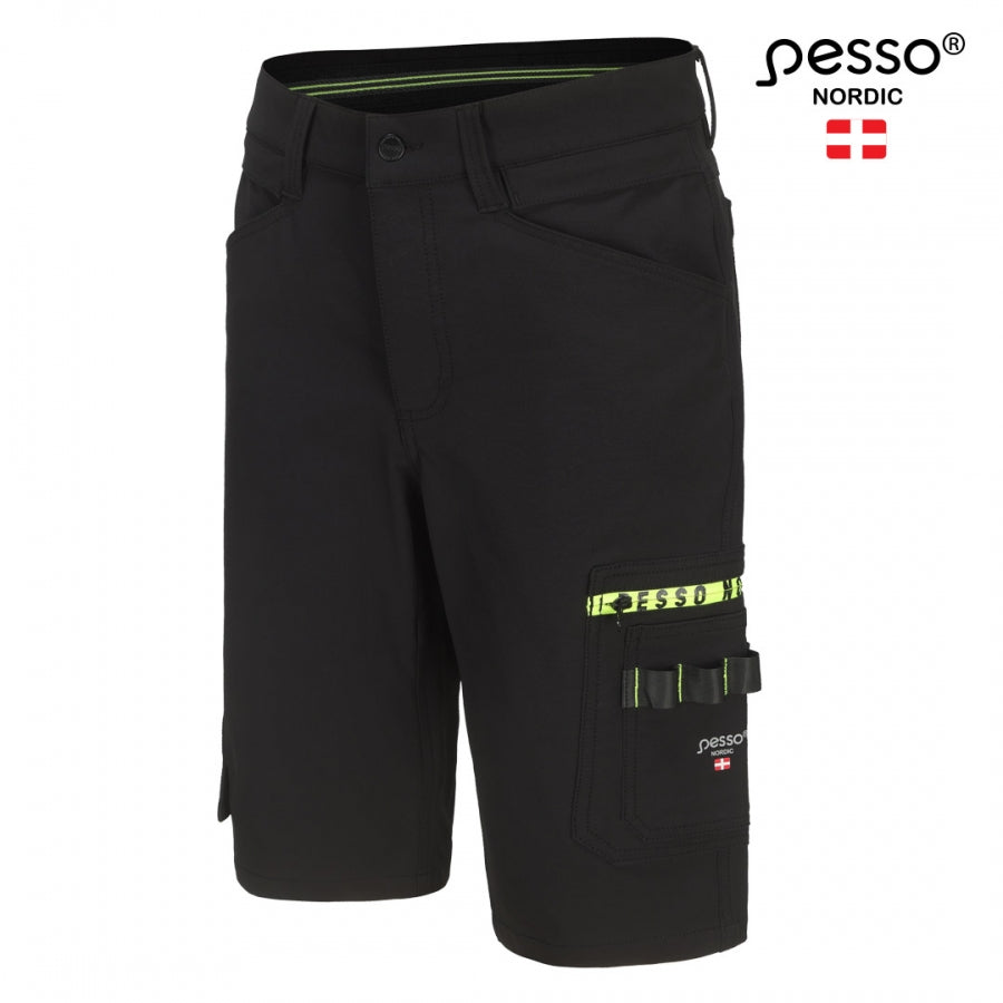 Darbo šortai Pesso Mercury Stretch 145B iš tvirto nailoninio audinio su elastanu, juodos spalvos