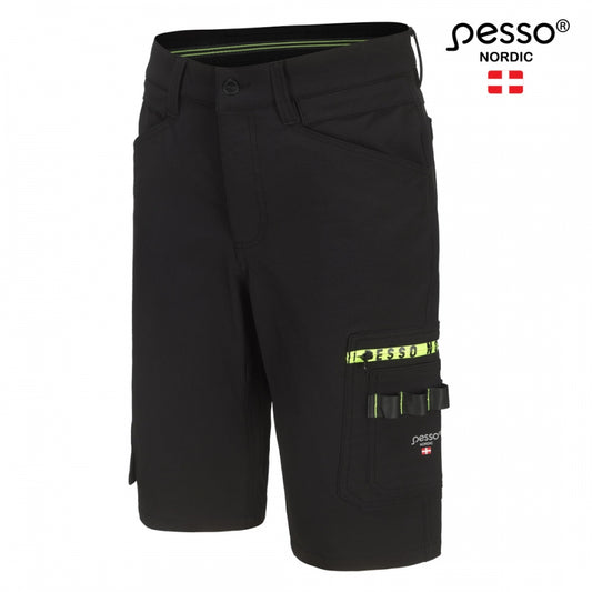 Darbo šortai Pesso Mercury Stretch 145B iš tvirto nailoninio audinio su elastanu, juodos spalvos