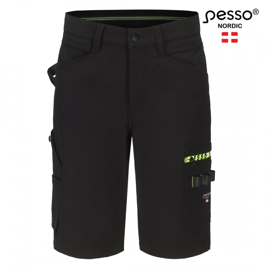Darbo šortai Pesso Mercury Stretch 145B iš tvirto nailoninio audinio su elastanu, juodos spalvos