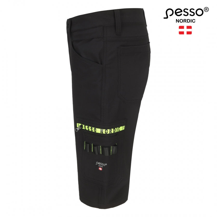 Darbo šortai Pesso Mercury Stretch 145B iš tvirto nailoninio audinio su elastanu, juodos spalvos