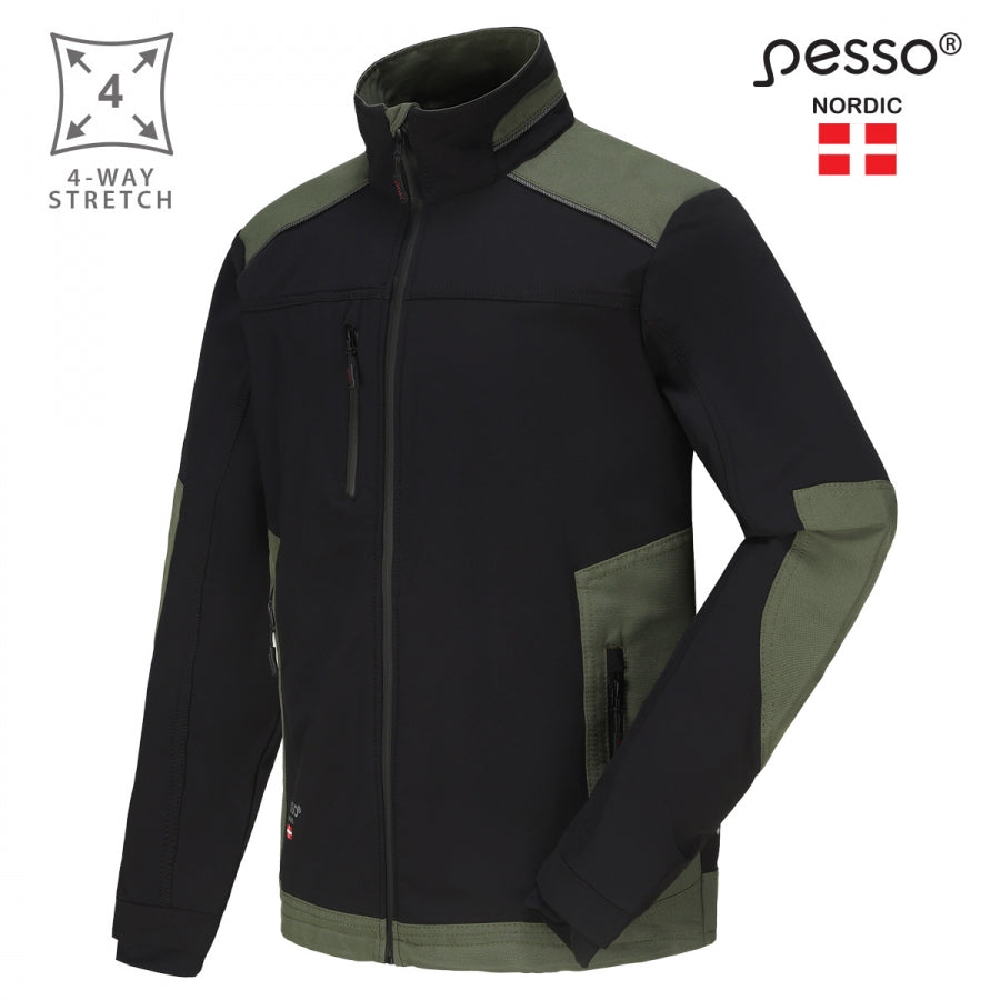 Darbo švarkas Pesso Titan 125, juodas su žaliomis detalėmis