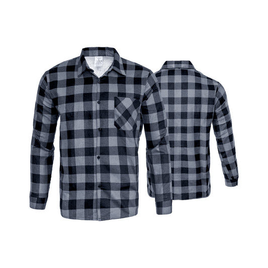 Flaneliniai marškiniai ilgomis rankovėmis FLANNEL GREY, pilkai juodi langeliai