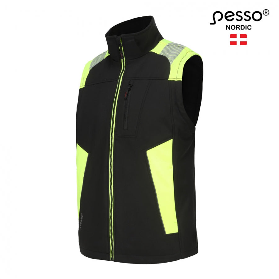 Softshell liemenė Pesso VESTA, juoda/ryškaus matomumo geltona
