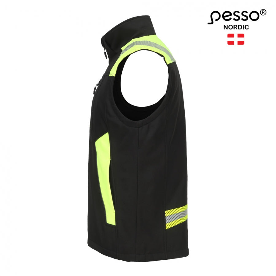 Softshell liemenė Pesso VESTA, juoda/ryškaus matomumo geltona