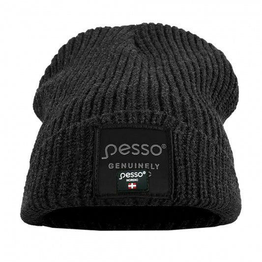 Šilta dvigubo mezgimo kepurė Pesso Rocky su Fleece audinio pamušalu, juoda