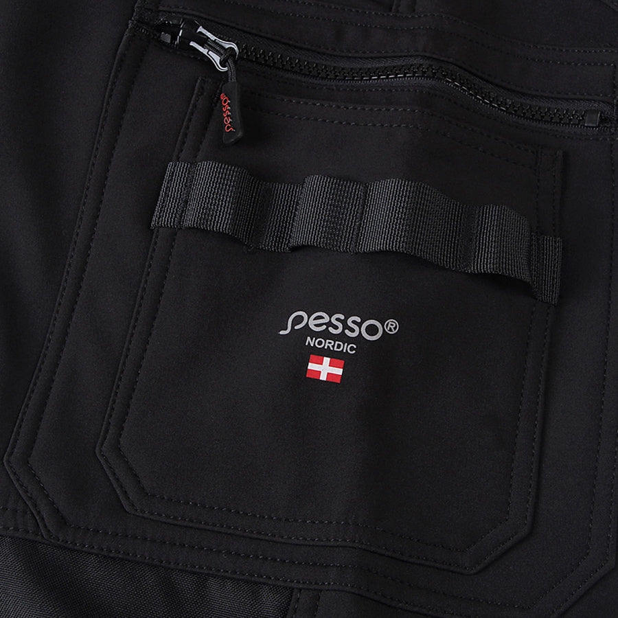 Softshell darbo kelnės PESSO MERCURY_G, juodos su ryškiomis detalėmis